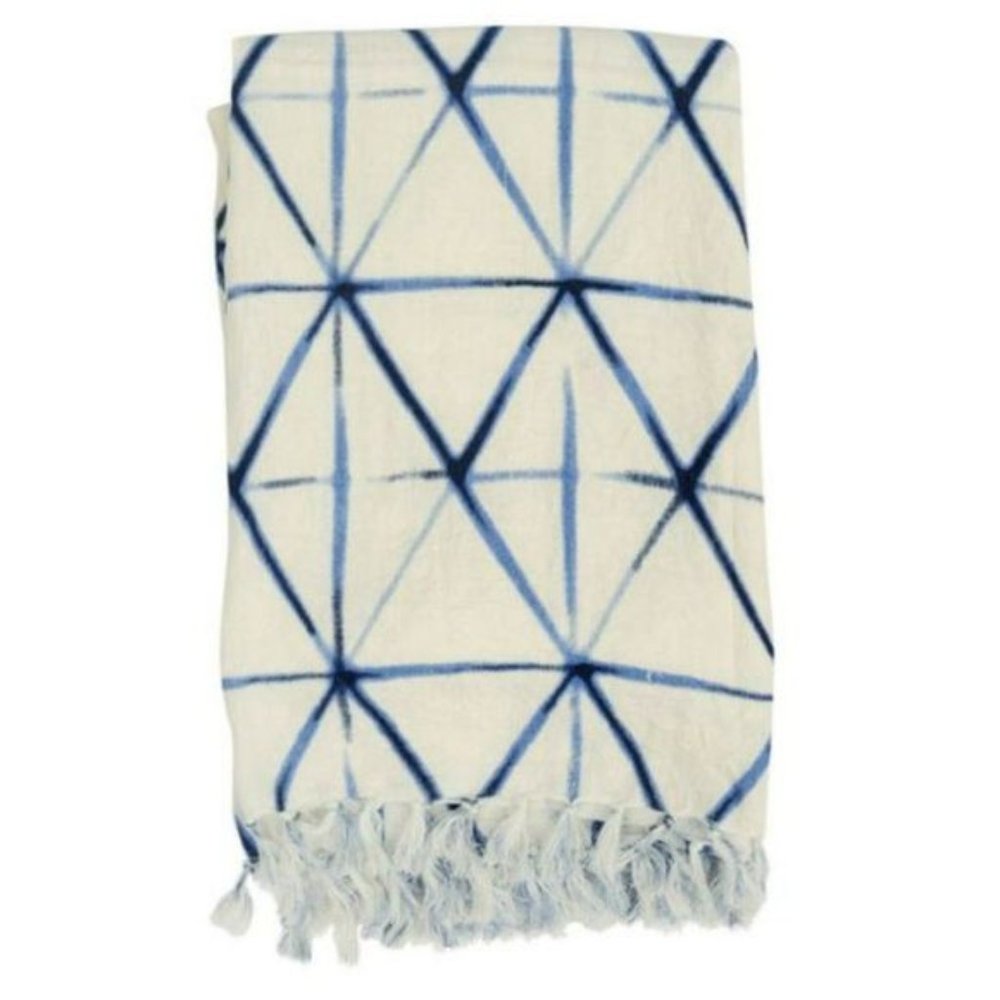 Shibori Throw Indigo Natural